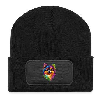 Poméranien Poméranien Poméranien Spitz allemand doux - Beanie recyclé à patch - noir - Devant
