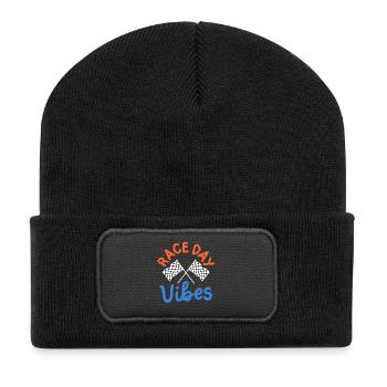 Drag Racing Rennwagen Rennfahrer - Recycelte Patch Beanie - Schwarz - Vorne