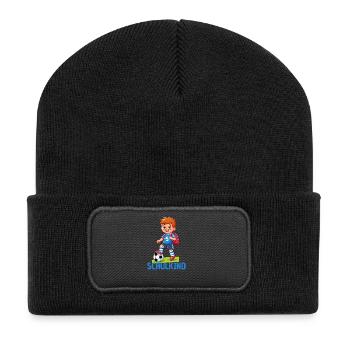 Schulkind Fußball Einschulung Geschenk - Recycelte Patch Beanie - Schwarz - Vorne