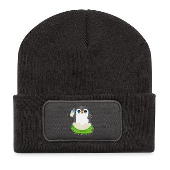 Penguin Biberon Lait - Beanie recyclé à patch - charbon - Devant