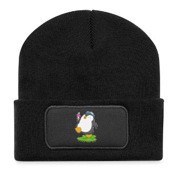 Glace gaufre pingouin - Beanie recyclé à patch - noir - Devant