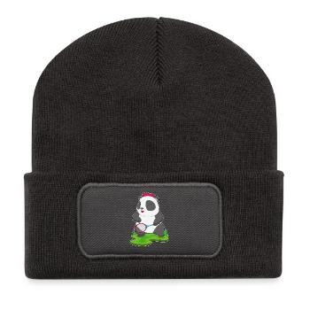 Raquette de tennis Panda - Beanie recyclé à patch - charbon - Devant