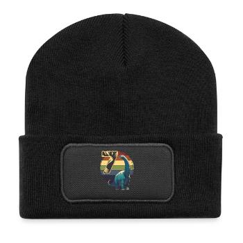Brachiosaurus 7 Jahre 7. Geburtstag Geschenk - Recycelte Patch Beanie - Schwarz - Vorne
