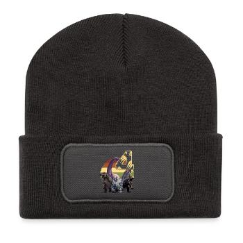 Coole Dinosaurier 4. Geburtstag Geschenk 4 Jahre - Recycelte Patch Beanie - Dunkelgrau - Vorne