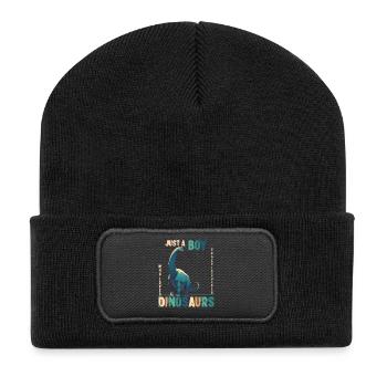 Nur Ein Junge Der Dinosaurier Liebt Brachiosaurus - Recycelte Patch Beanie - Schwarz - Vorne