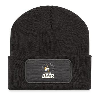 I need beer - Recycelte Patch Beanie - Dunkelgrau - Vorne
