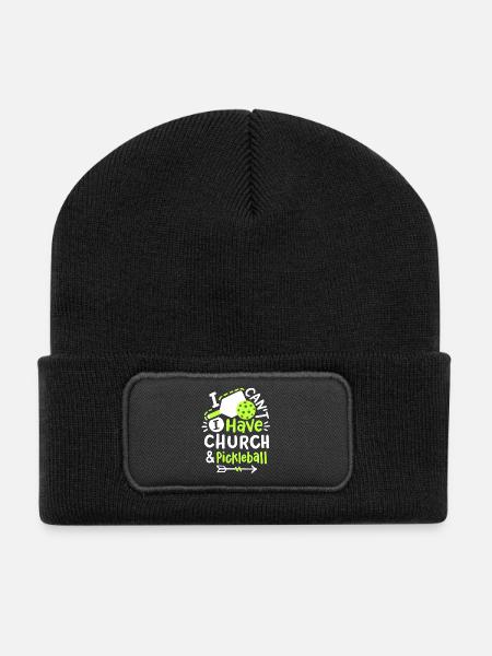 Pickleball-Spieler Christ - Recycelte Patch Beanie - Schwarz