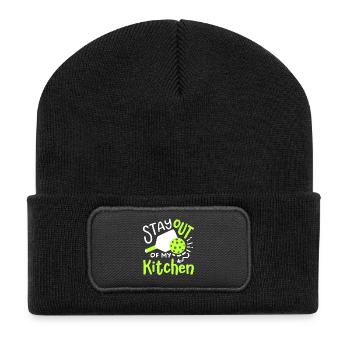 Pickleball-Spieler - Recycelte Patch Beanie - Schwarz - Vorne