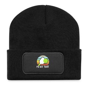 Pickleball-Spieler - Recycelte Patch Beanie - Schwarz - Vorne