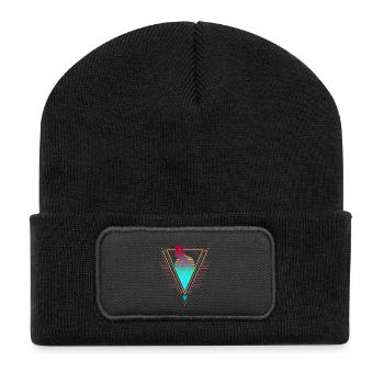 Coucher de soleil des années 90 et 80 de Wolf Vaporwave Synthwave - Beanie recyclé à patch - noir - Devant