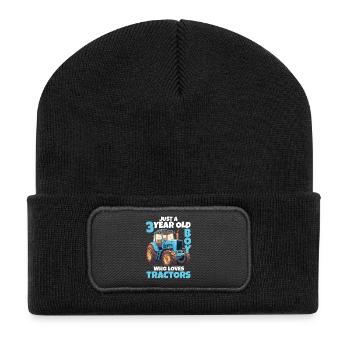 tracteur 3 ans garçon 3ème cadeau d’anniversaire - Beanie recyclé à patch - noir - Devant