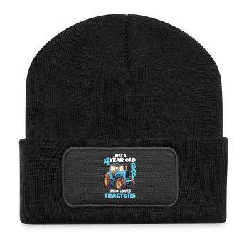 tracteur 4 ans garçon 4ème cadeau d’anniversaire - Beanie recyclé à patch - noir - Devant