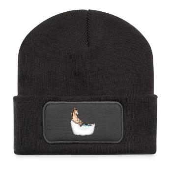 Pferd Baden Badewanne - Recycelte Patch Beanie - Dunkelgrau - Vorne