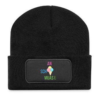 An scheiß muas i - Statement - Recycelte Patch Beanie - Schwarz - Vorne