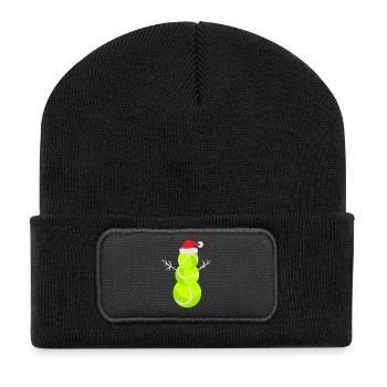 Christmas Tennis Ball Snowman - Recycled Patch Beanie - black - Front
