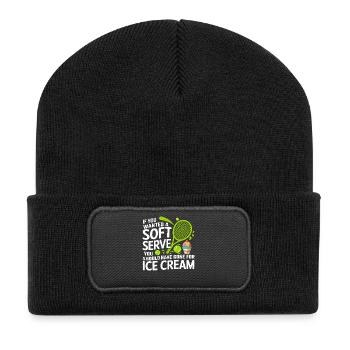 Soft Serve vs Eiscreme Cartoon-Zitat - Recycled Patch Beanie - black - Front