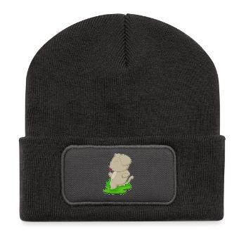 Chien Jogger Jogging Sport - Beanie recyclé à patch - charbon - Devant