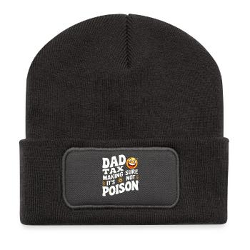 Dad Tax Poison Joke - Recycled Patch Beanie - dark grey - Front