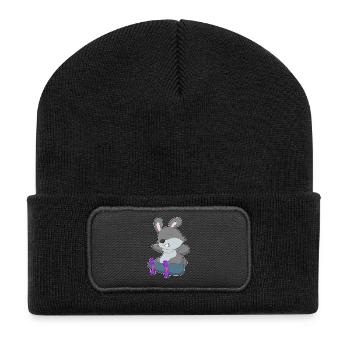 Bunny Skater Skateboard - Beanie recyclé à patch - noir - Devant