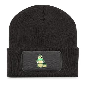 Feuille de chenille - Beanie recyclé à patch - charbon - Devant
