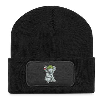 Elephant Angler Fishing Rod Fishing - Recycled Patch Beanie - black - Front
