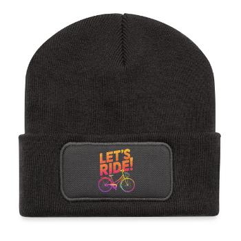 Lebendiges Fahrraddesign - Recycelte Patch Beanie - Dunkelgrau - Vorne