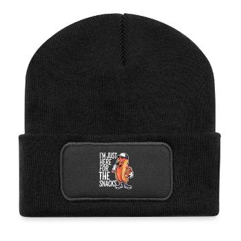 Football - Lustig I'm just here for the snacks - Recycelte Patch Beanie - Schwarz - Vorne