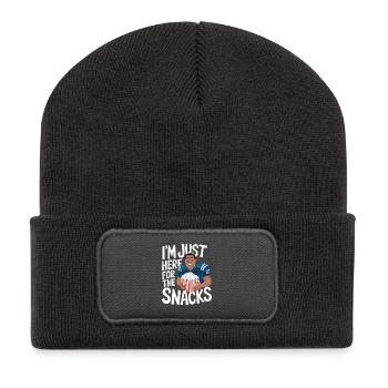 Football - Lustig I'm just here for the snacks - Recycelte Patch Beanie - Dunkelgrau - Vorne