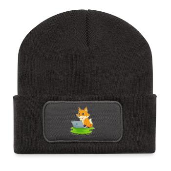 Ordinateur portable Fox - Beanie recyclé à patch - charbon - Devant