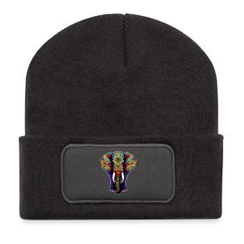 Elefant - Recycelte Patch Beanie - Dunkelgrau - Vorne