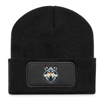 Wolf - Recycelte Patch Beanie - Schwarz - Vorne