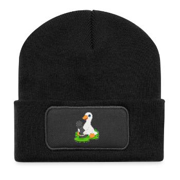Ente Schachfigur Bauer Schach - Recycelte Patch Beanie - Schwarz - Vorne