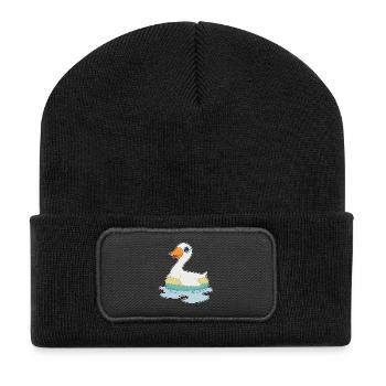 Ente Schwimmen Schwimmring - Recycelte Patch Beanie - Schwarz - Vorne