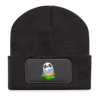 Oeuf de Pâques Panda - Beanie recyclé à patch - charbon - Devant