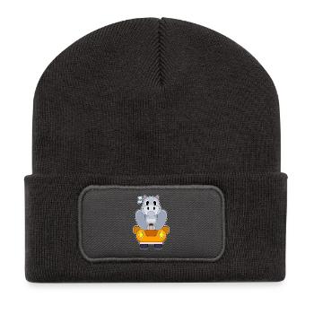 Nilpferd Auto - Recycelte Patch Beanie - Dunkelgrau - Vorne