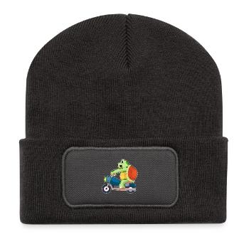 Moto tortue - Beanie recyclé à patch - charbon - Devant