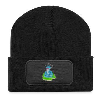 Schlange Pirat Piratenhut - Recycelte Patch Beanie - Schwarz - Vorne