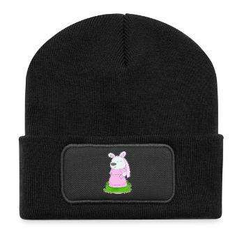 Hase Braut Schleier Hochzeit - Recycelte Patch Beanie - Schwarz - Vorne
