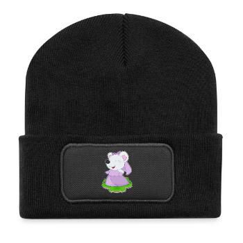 Maus Braut Schleier Hochzeit - Recycelte Patch Beanie - Schwarz - Vorne