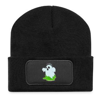 Chapeau d’Halloween fantôme - Beanie recyclé à patch - noir - Devant