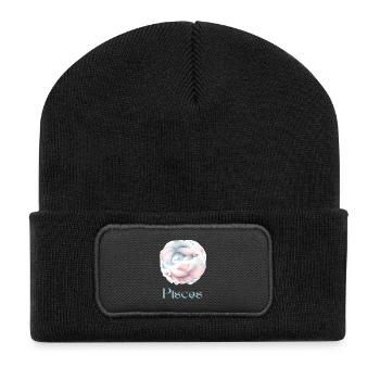 Elegant Pisces Zodiac Watercolor Gift - Recycled Patch Beanie - black - Front
