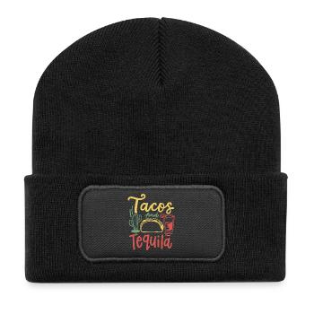 Tacos Tequila Cinco de Mayo mexikanisch - Recycelte Patch Beanie - Schwarz - Vorne