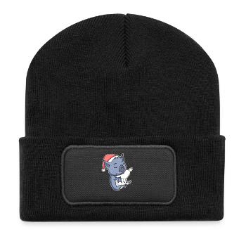 Chauve-souris mignonne fatiguée dormir à Noël - Beanie recyclé à patch - noir - Devant
