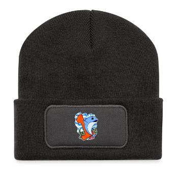 Zahl 1 Nummer Eins - Delfin Motiv - Recycelte Patch Beanie - Dunkelgrau - Vorne