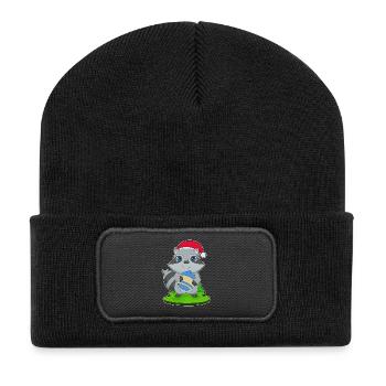 Raccoon Christmas Christmas Ball - Recycled Patch Beanie - black - Front