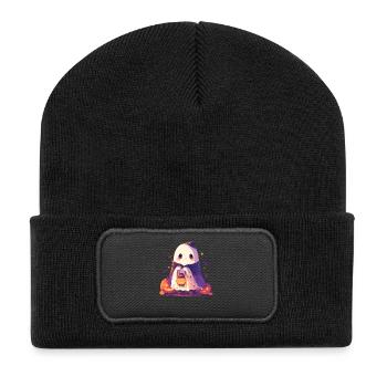 Halloween Ghost Ghost Citrouille Cadeau - Beanie recyclé à patch - noir - Devant