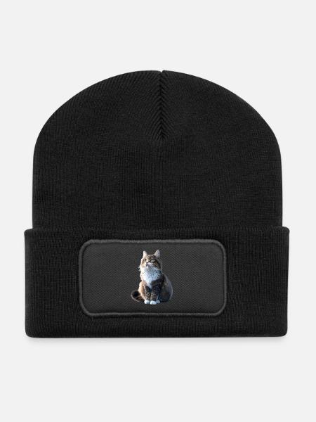 Katze Norwegische Waldkatze Norweger Wald Katzen - Recycelte Patch Beanie - Schwarz