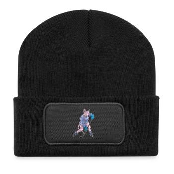 Sphynx Cat Hockey Hockey Stick - Recycled Patch Beanie - black - Front