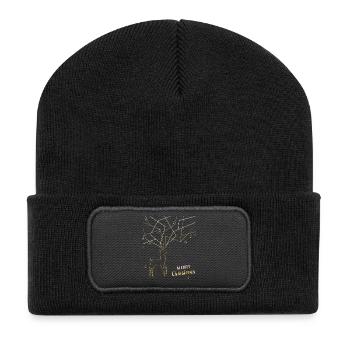 Deer filigree, Merry Christmas - Recycled Patch Beanie - black - Front
