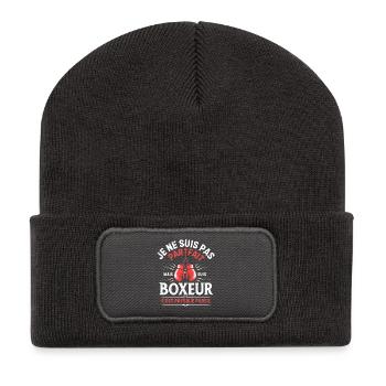 JE NE SUIS PAS PARFAIT MAIS JE SUIS BOXEUR... - Beanie recyclé à patch - charbon - Devant